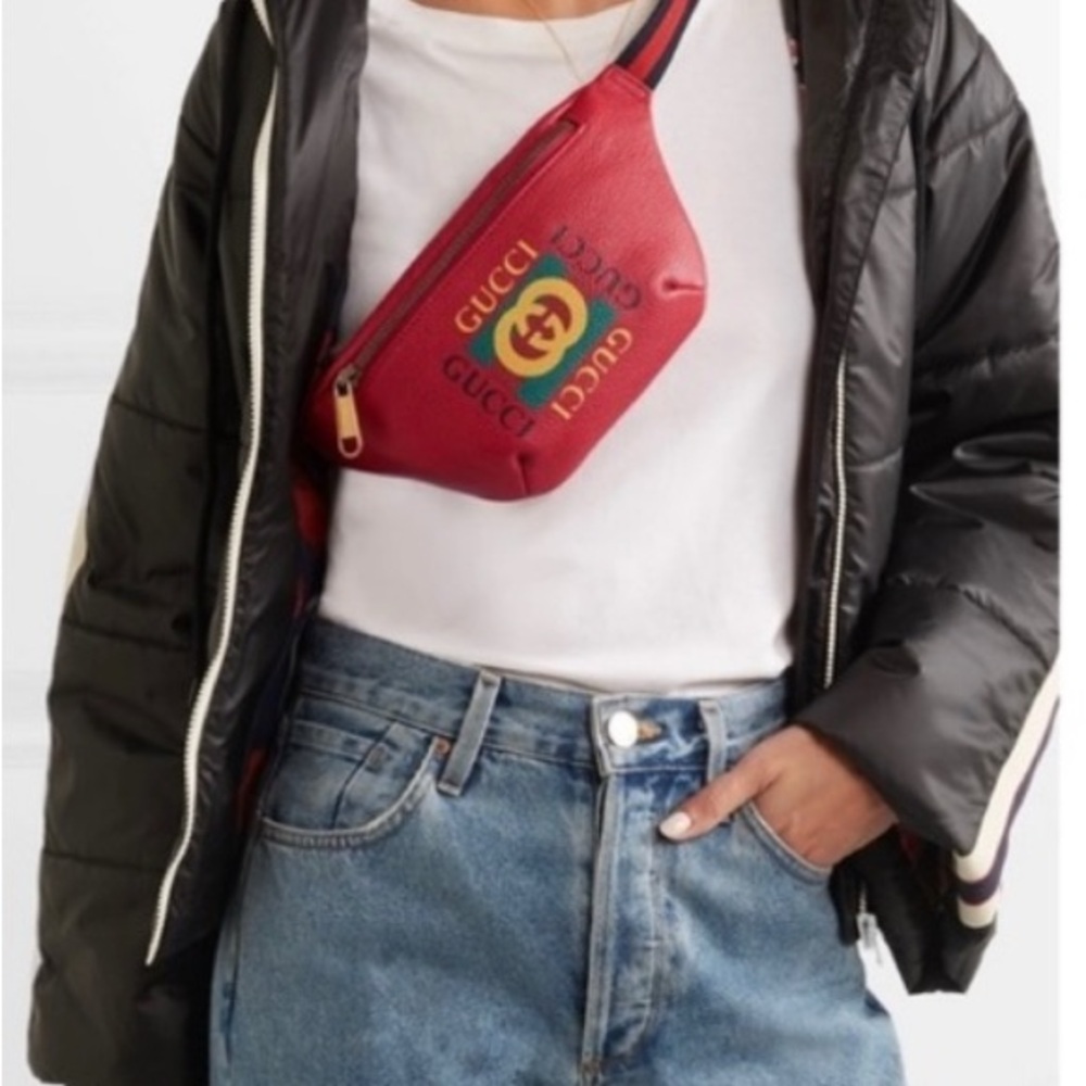Authentic Gucci Red Leather Belt Bag